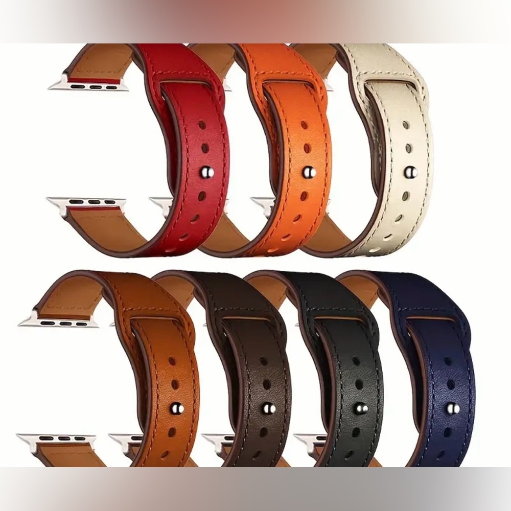 ๐ Apple Watch Series 10/11 38mm Brown Faux Leather Watch Band - fits 40-41-42mm - Picture 3 of 4